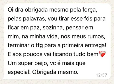Depoimento de paciente — Amalia Antunes