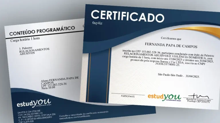 Certificado — Capacitação em Relacionamentos Abusivos