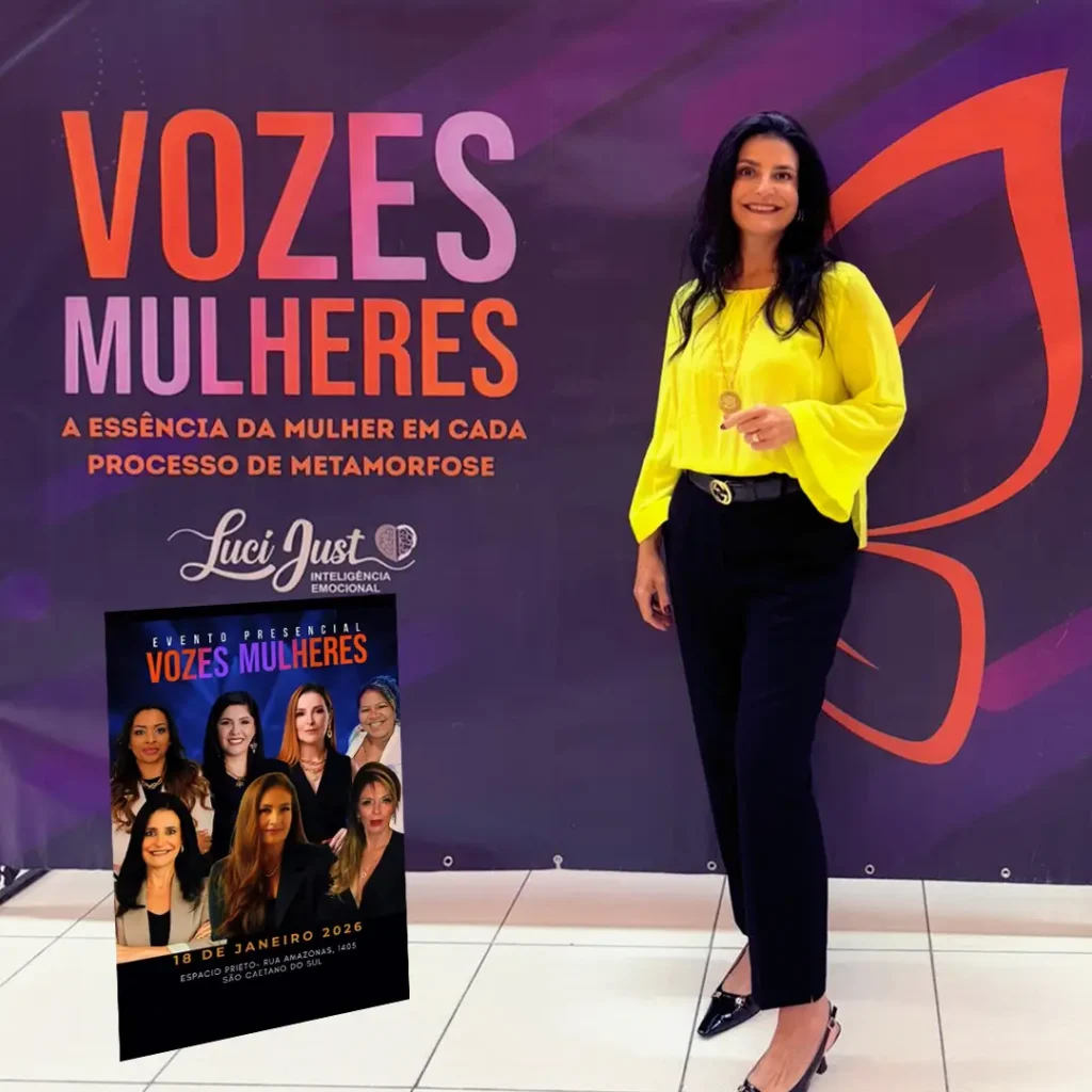 Palestrante no evento VOZES MULHERES em São Caetano do Sul, SP — janeiro de 2026.