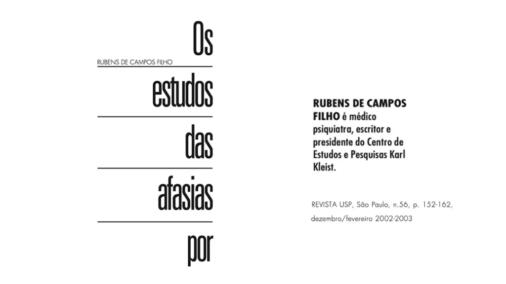 Artigo para a Revista USP — Os estudos das afasias.