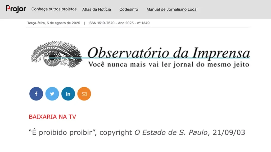 Entrevista para o Jornal O Estado de São Paulo — tema: É proibido proibir.