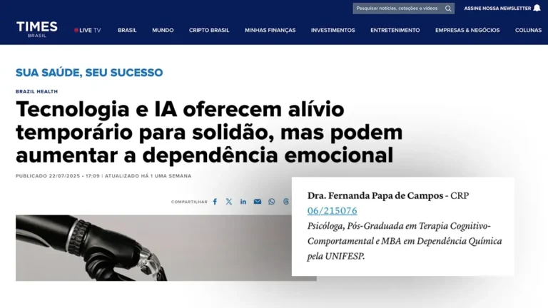 Times Brasil — Tecnologia e IA oferecem alívio temporário para solidão, mas podem aumentar a dependência emocional