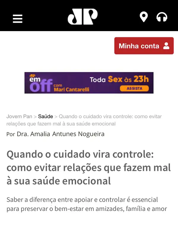 Jovem Pan — Quando o cuidado vira controle: como evitar relações que fazem mal à sua saúde emocional